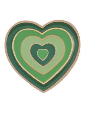Retro Y2K Green Enamel Heart Pin Multicolor Layered Design Metal Zinc Alloy NEW